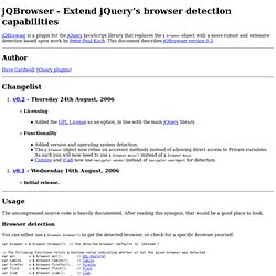 jQBrowser - Extend jQuery’s browser detection capabilities
