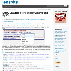jQuery UI Autocomplete Widget with PHP and MySQL