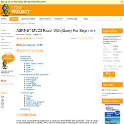 ASP.NET MVC3 Razor With jQuery For Beginners