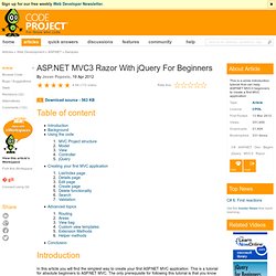 MVC3 Razor & JQuery For Beginners