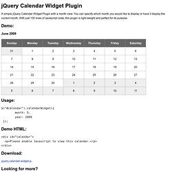 jQuery Calendar Widget Plugin