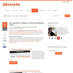 50 jQuery Mobile Development Tips
