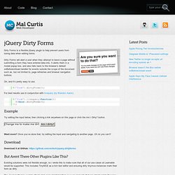 jQuery Dirty Forms, Save your users from losing their data