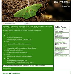 jQuery Sample - Free Source Code, Examples, Tutorials, and Demos for jQuery, AJAX, and jQuery UI