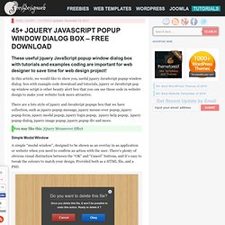 40 Useful jQuery/JavaScript Popup Window Dialog Box