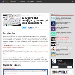 10 jQuery and non-jQuery javascript Rich Text Editors