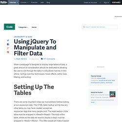 Using jQuery To Manipulate and Filter Data