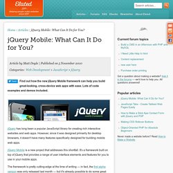 jQuery Mobile: What Can It Do for You?