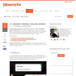 17 jQuery Modal Dialog Boxes