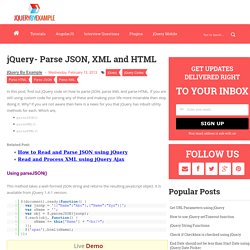 jQuery- Parse JSON, XML and HTML