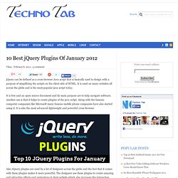 10 Best jQuery Plugins Of January 2012