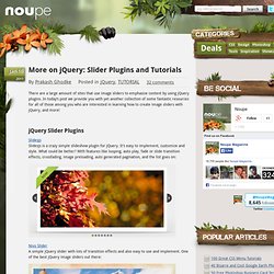 More on jQuery: Slider Plugins and Tutorials - Noupe Design Blog