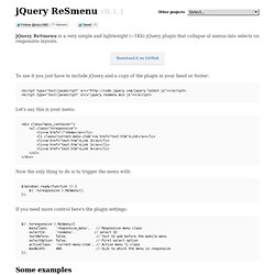 jQuery ReSmenu - Select based responsive menu