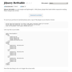 jQuery ReStable - Responsive tables to list jquery plugin