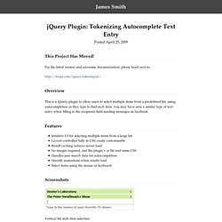jQuery Plugin: Tokenizing Autocomplete Text Entry