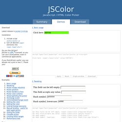 Demos of JSColor – JavaScript / HTML Color Picker, Selector, Chooser