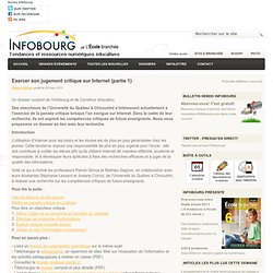 Exercer son jugement critique sur Internet (partie 1) - Infobourg.com