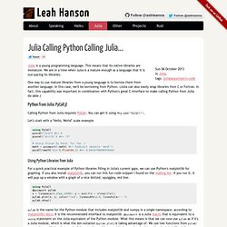 Julia Calling Python Calling Julia...