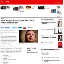 Julian Assange: Readers’ Choice for TIME’s Person of the Year 2010
