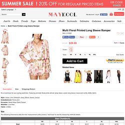 Multi Floral Printed Long Sleeve Romper @ Rompers And Jumpsuits For Women-Strapless Jumpsuit,Long Sleeve Jumpsuit,Long Sleeve Romper,Short Rompers,Floral Romper,Strapless Romper,Floral Jumpsuit,Backless Jumpsuit,Black Jumpsuit,Denim Jumpsuit,V Neck Jumpsu