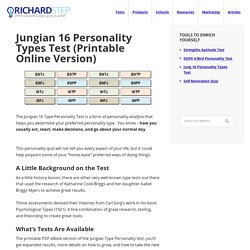 Jungian 16 Personality Types Test (Printable Online Version)