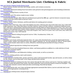 SCA Juried Merchants List Clothing &amp; Fabric