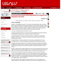  Conseil de Prud’hommes de Boulogne-Billancourt Jugement de départage 01 juin 2012  