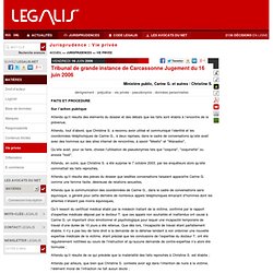  Tribunal de grande instance de Carcassonne Jugement du 16 juin 2006  