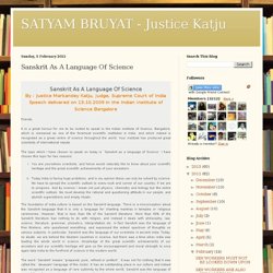 Sanskrit As A Language Of Science