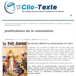 Justifications de la colonisation Clio Texte