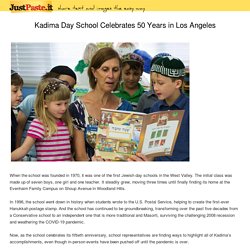 Kadima Day School Celebrates 50 Years in Los Angeles