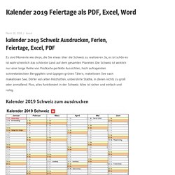 kalender 2019 Schweiz Ausdrucken, Ferien, Feiertage, Excel, PDF