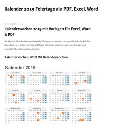 Kalenderwochen 2019 mit Vorlagen für Excel, Word & PDF