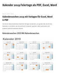 Kalenderwochen 2019 mit Vorlagen für Excel, Word & PDF