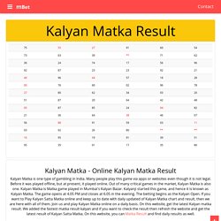 Play Online Kalyan Satta Matka