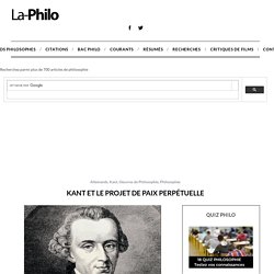 Kant et le projet de paix perpétuelle