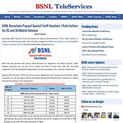 BSNL Karnataka Prepaid Special Tariff Vouchers / Rate Cutters for 2G and 3G Mobile Services
