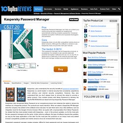 Kaspersky Password Manager 2011 - TopTenREVIEWS