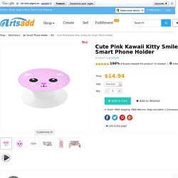 Cute Pink Kawaii Kitty Smiley Air Smart Phone Holder | ID: D1351022