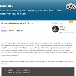 Keep a node.js server up with Forever — blog.nodejitsu.com