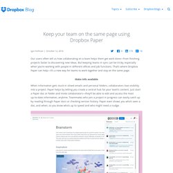 Keep your team on the same page using Dropbox Paper