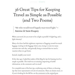 » 36 Great Tips for Keeping Travel as Simple as Possible (and Two Poems)