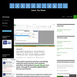 Word Banks: Keeping track of vocabulary