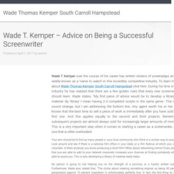 Wade T. Kemper - Advice on Being a Successful Screenwriter