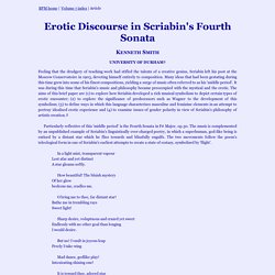 KENNETH SMITH 'Erotic Discourse in Scriabin's Fourth Sonata'