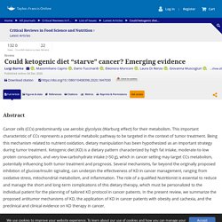 Could ketogenic diet “starve” cancer? Emerging evidence: Critical Reviews in Food Science and Nutrition: Vol 0, No 0