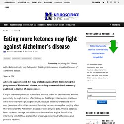 Eating more ketones may fight against Alzheimer's disease