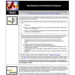 Key Elements of the Research Proposal