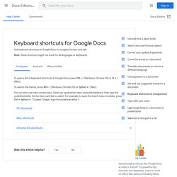 Métodos abreviados de teclado para Google Docs - Computadora - Ayuda de Editores de documentos