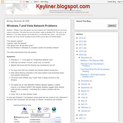 Windows 7 and Vista Network Problems